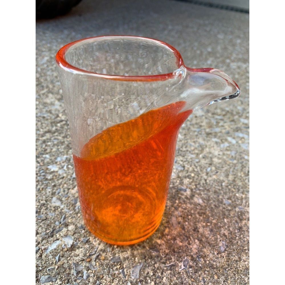 Hand Blown Art Glass Two Toned Glass Small Creamer Pitcher